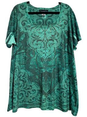 Y2K Appropriate Behavior Sublimation Top Womens Plus Size 2X Short Sleeve Embell